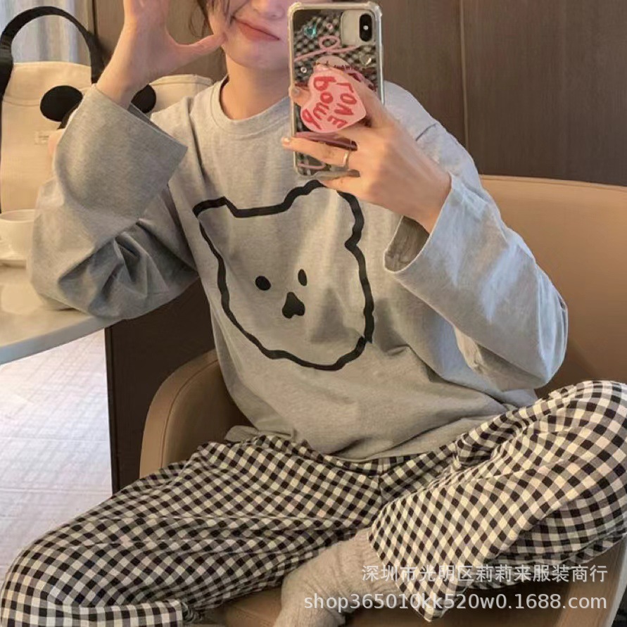 이중 길이 회색 펜 라인 곰 머리