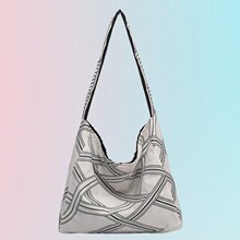 松弛感单肩斜挎包小众复古小马图腾手提包包高级感个性亚麻帆布包