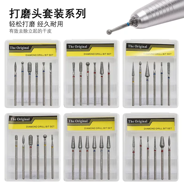Russian-Style Manicure Diamond Polishing Head Set 6 Pieces Boxed Pre-Processing Open Pocket Dead Skin Polishing Head Tool