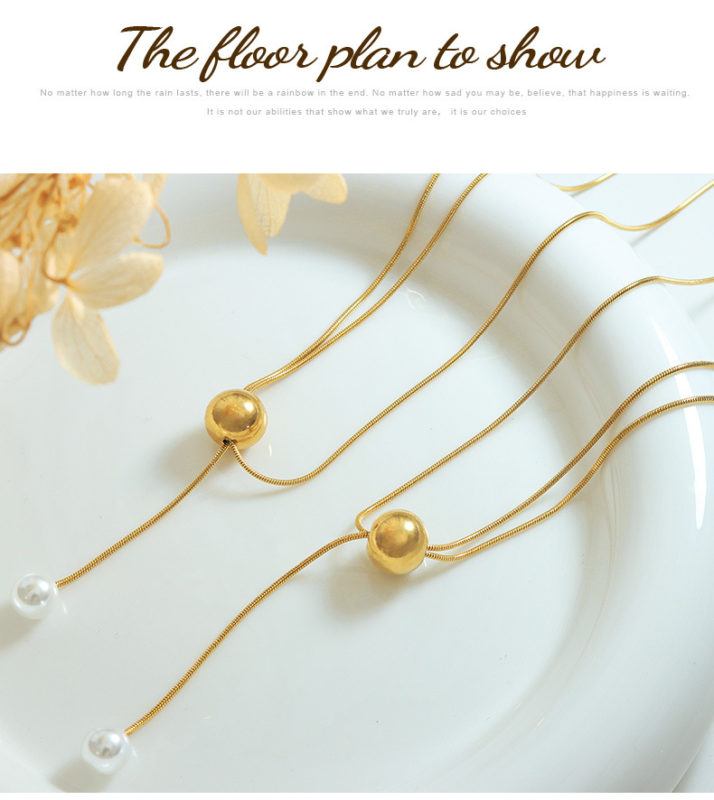 Simple Style Pearl Titanium Steel Necklace Plating Stainless Steel Necklaces