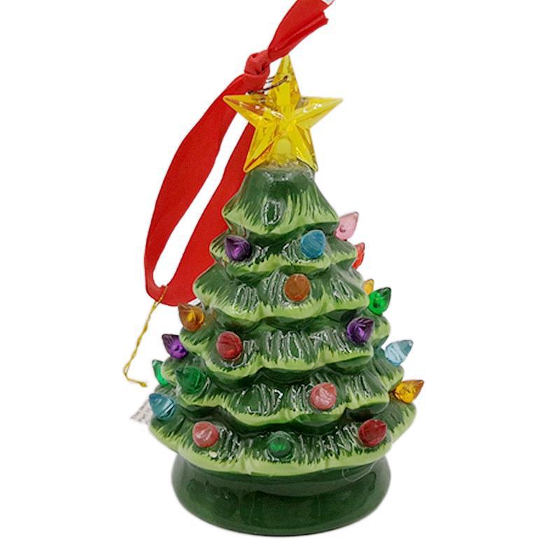 Artesanía de cerámica creativa porcelana blanca LED árbol de Navidad transparente hogar sala de estar decoración de dormitorio regalos de vacaciones