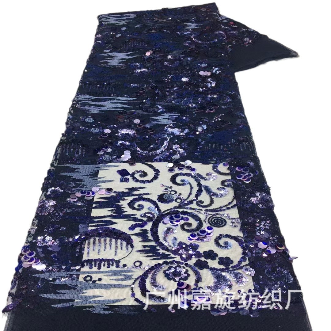 Nuevo laminado pesado sequinilla tela bordada fantasía de cuentas de red bordada DIY ropa de niños vestido de noche tela image 6