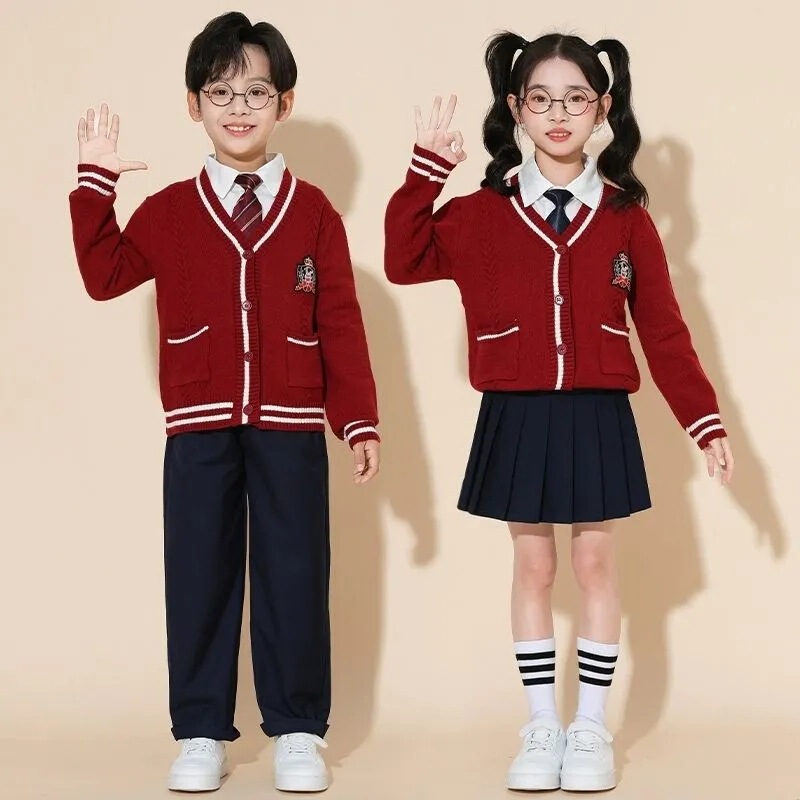 New Year's Day Chorus Performance Costumes for Boys and Girls, Red Knitted Sweaters, Primary and Secondary School Students' Poetry Recitation and Speech Performance Costumes New Year's Day Chorus Performance Costumes for Boys and Girls, Red Knitted Sweaters, Primary and Secondary School Students' Poetry Recitation and Speech Performance Costumes