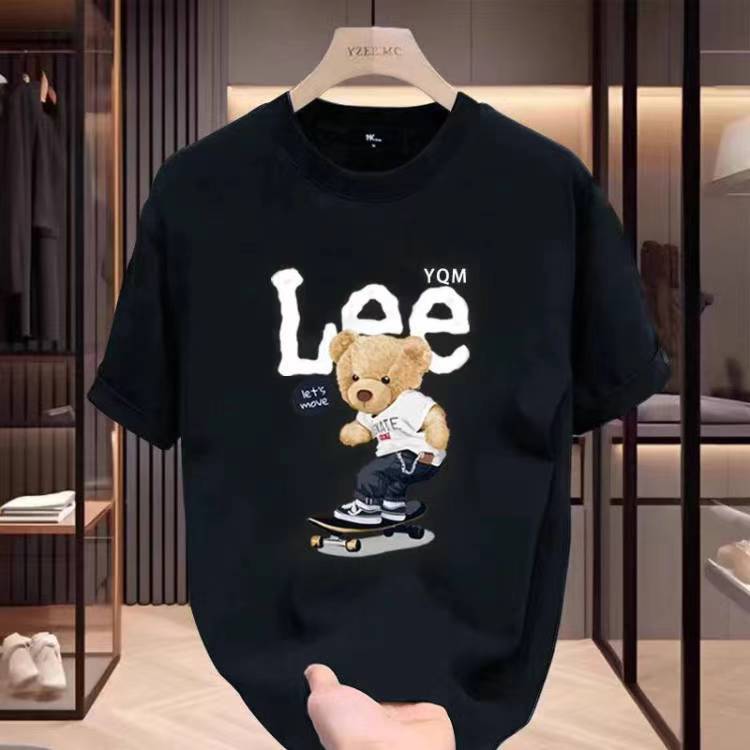 plus size Cotton 2025 New Fat Plus Increase Casual Crewneck Short T-shirt Fat Man Loose Sports Breathable Short-sleeved Shirt