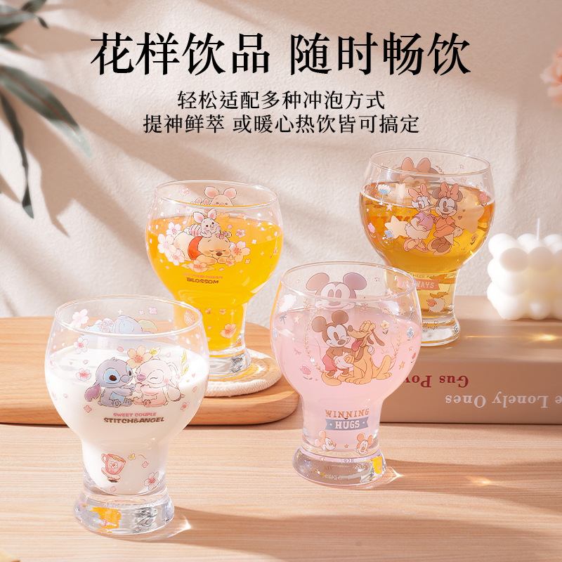 Disney Pooh Series Vaso de cristal de celebridades netas Vaso lindo para bebidas frías Vaso de jugo alto Vaso de cerveza de alto valor