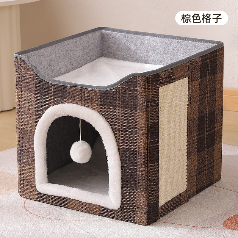 Colada para gatos transfronteriza, almacenamiento plegable, casa para gatos, villa, cuatro estaciones, uso general, tabla de agarre para gatos, guarida para gatos, suministros para mascotas