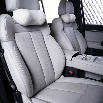 Popular cross-border export product: headrest and lumbar support set for cars, seat cushion, car neck pillow, and lumbar pillow (Headrest) - premium-gray-headrest-250g