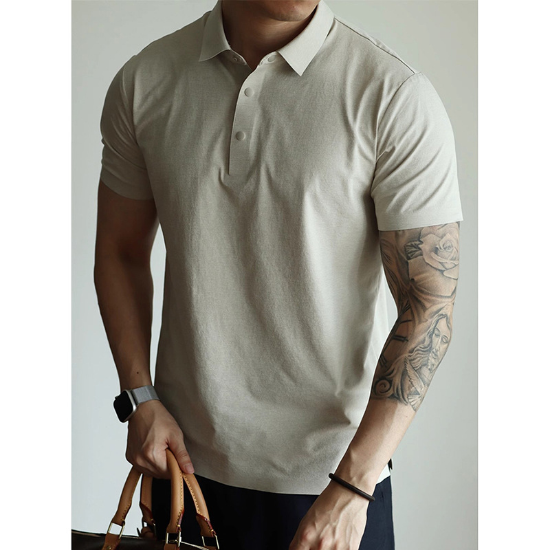 Cooling Desang Wrinkle-Resistant Short-Sleeve Polo Shirt for Men, Summer 2026, Ice Silk, No-Iron, Seamless, Four-Button, 5A Antibacterial, Quick-Dry T-Shirt