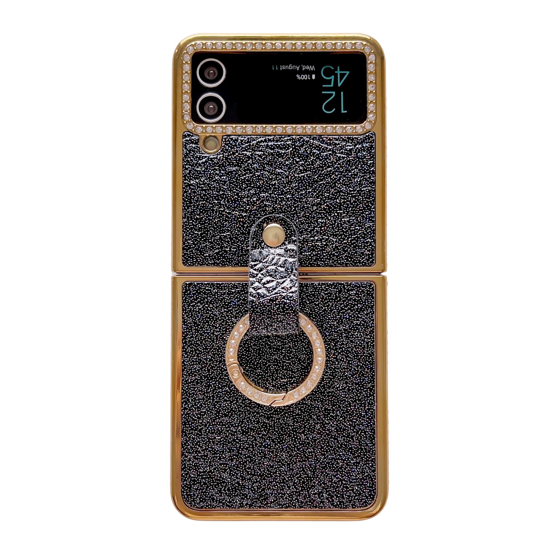 Luxury Diamond Ring Folding Phone Case For Samsung Galaxy Z Flip_voghion.com