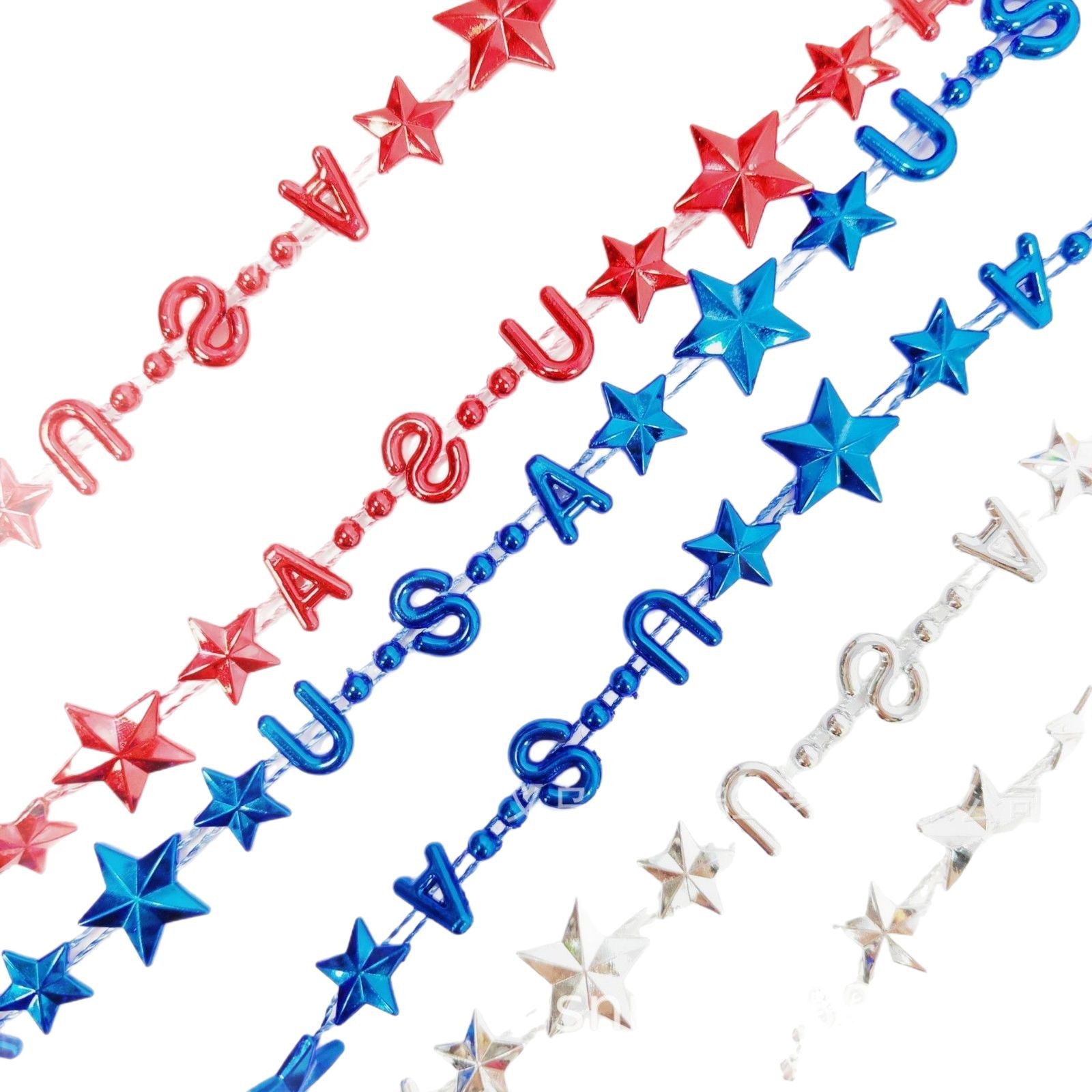 Collar del Día de la Independencia Collar del Día Nacional de los Estados Unidos Decoración del festival Cadena de cuentas Fiesta Fiesta Colgante de plástico Collar transfronterizo