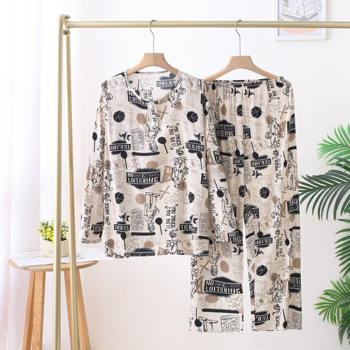 Summer teen cotton silk 14-16 years old junior high school students pajamas men's suit cotton silk air-conditioning long-sleeved pants thin