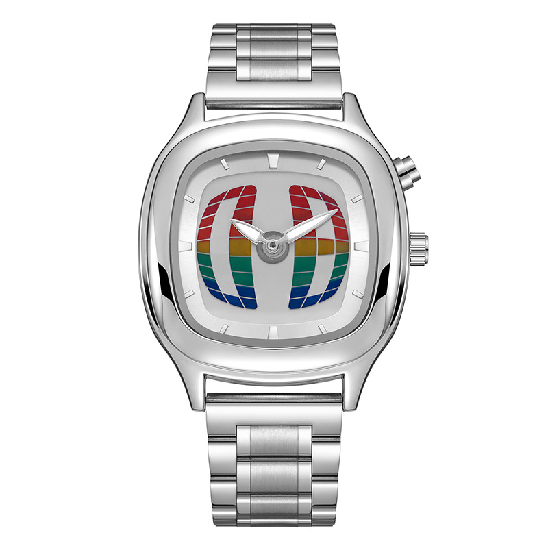 Millennium Y2K Digital Display Scrolling Square Watch Men's Sports Steel Band Dual Display Niche Second-Hand Watch Vintage Watch