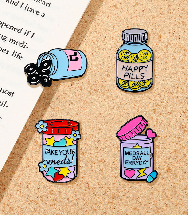 6g Weight Cute Modern Style Pin Letter Pill Medicine Bottle Alloy Enamel Unisex Brooches