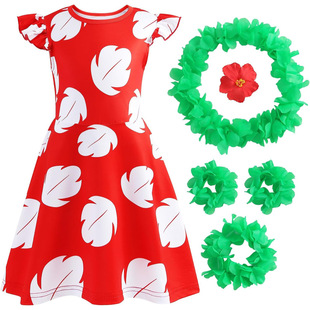 In Stock! Lilo and Stitch Lilo Girls Skirt Girls Flying Sleeve Dress S2606