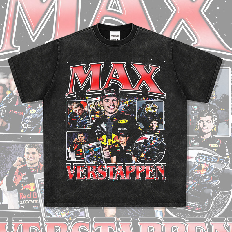 Cross-Border American Retro Racing Max Verstappen Printed Short-Sleeved T-Shirt Round Neck Hooded Sweatshirt Cross-Border American Retro Racing Max Verstappen Printed Short-Sleeved T-Shirt Round Neck Hooded Sweatshirt