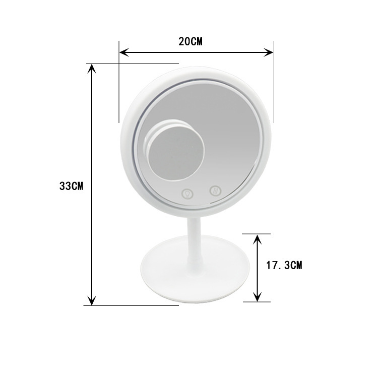 Tipo táctil tres en uno con ventilador nuevo espejo de escritorio espejo de maquillaje LED lámpara retoque espejo de aluminio espejo de maquillaje sin sudor
