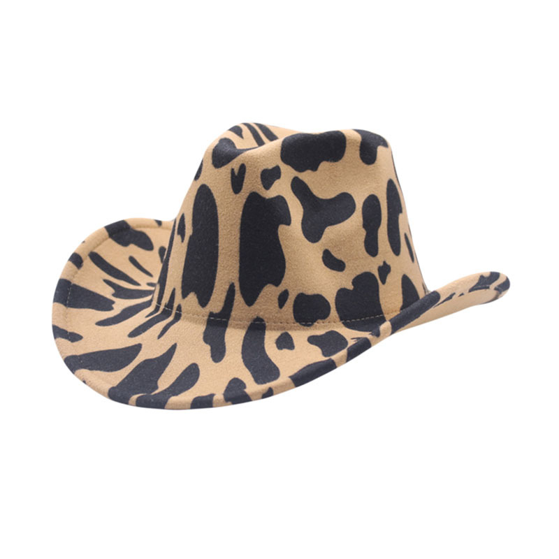 European and American New ins style milk cow pattern woolen cowboy hat female Korean style Western cowboy hat felt gift hat