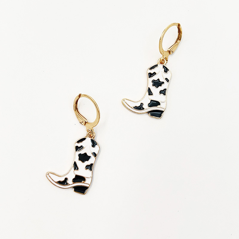 13g Weight Drop Earrings Classification 1 Pair Cowboy Style Geometric Boots Enamel Alloy Drop Earrings