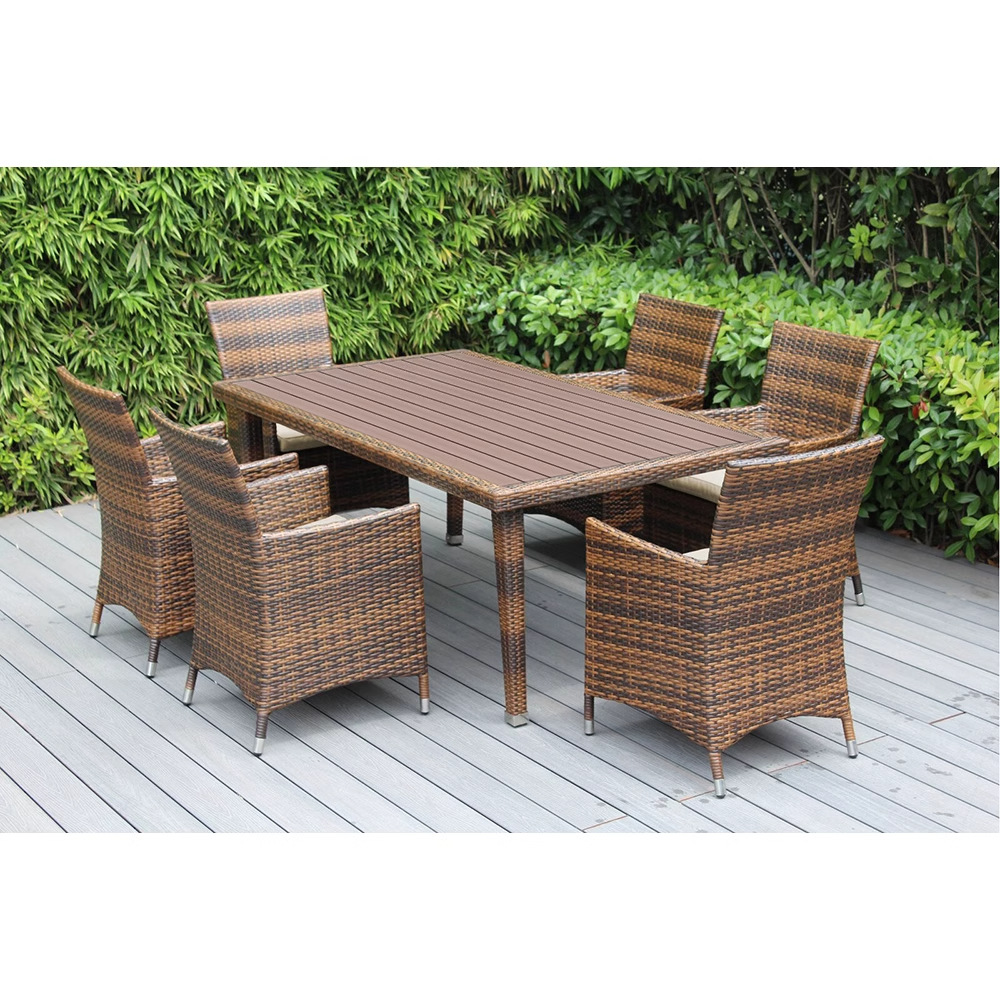 Mesas y sillas al aire libre, patio, combinación de sillas de ratán, terraza al aire libre, mesa de comedor comercial, silla, ocio, impermeable, protector solar