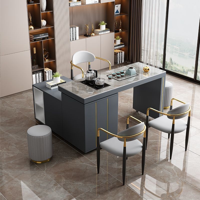 轻奢岩茶桌现代简约旋转移动储物一体办公家用泡茶功夫