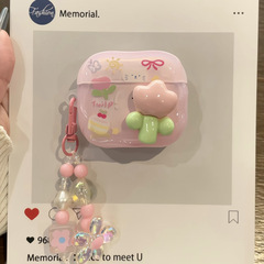 小さくて新鮮な立体的な花と動物のデザイン、Apple AirPods 1/2、Pro3、Bluetooth第4世代対応のシリコン製ソフトイヤホンケース
