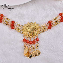 华宇肚皮舞印度舞吊币太阳花头饰头链表演出舞蹈串珠配饰凤冠发冠