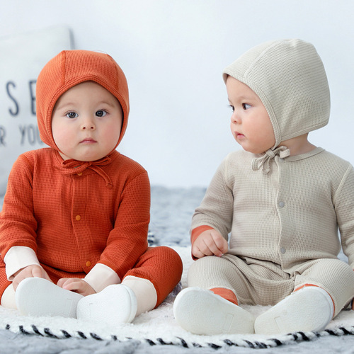 ins Nordic waffle foreign trade cross-border children's clothing high-quality infant clothing baby onesies
