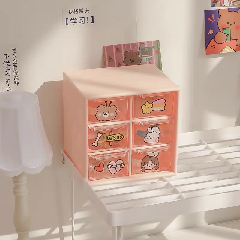 Jiugongge a prueba de polvo cajón caja de almacenamiento de escritorio papelería joyería cosméticos caja de almacenamiento de seis rejilla al por mayor