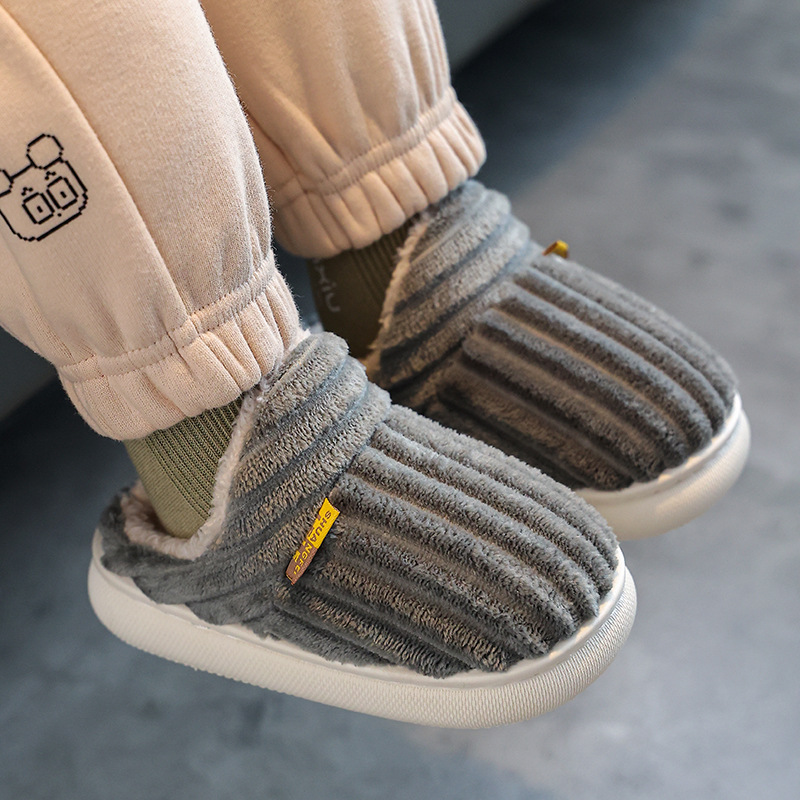 Zapatillas de algodón para bebés de invierno, niños y niñas, bebés de 1-3 años, 2 zapatillas de algodón para niños de fondo grueso antideslizante para interiores