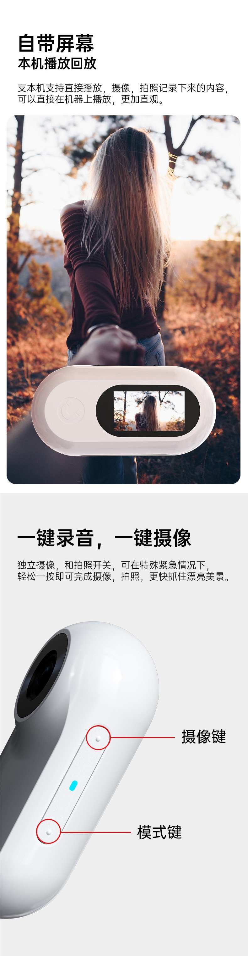 Yishidun 360 Sports Panoramic Camera Chest-Mounted Motorcycle Dashcam Thumb Pocket Camera