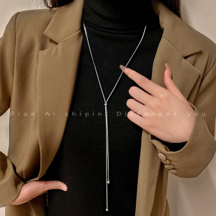 Light luxury niche long sweater chain women's versatile necklace simple fashion high-end tassel clothing accessories pendant