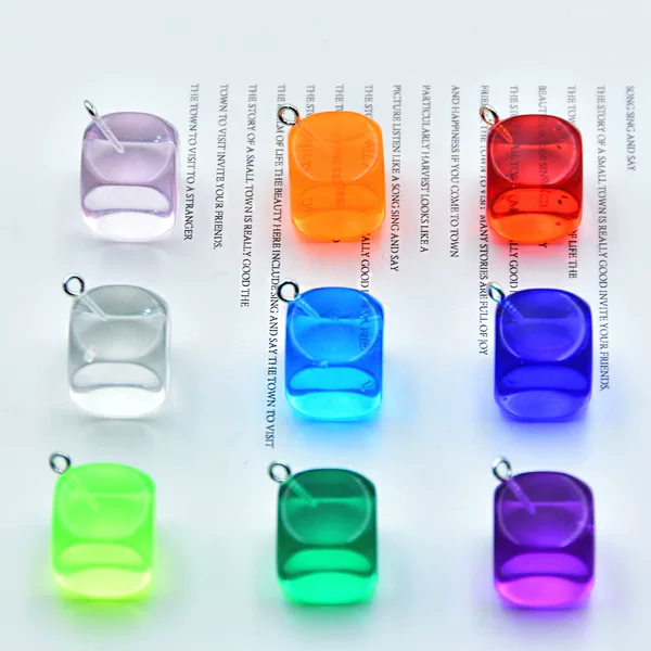 16mm acrylic transparent dice pendant DIY handmade accessory colorful dice charm phone chain decoration