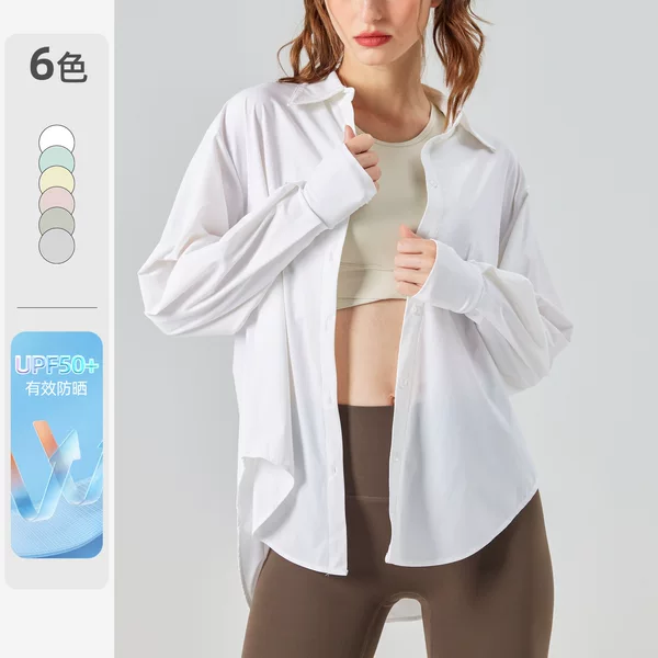 Cross-Border Spring Style Ice Silk Jacket for Women, Drapey, Breathable, Ice-Feel, Long-Sleeved, Lightweight, Uv Protection, Original Yarn Sun Protection Shirt