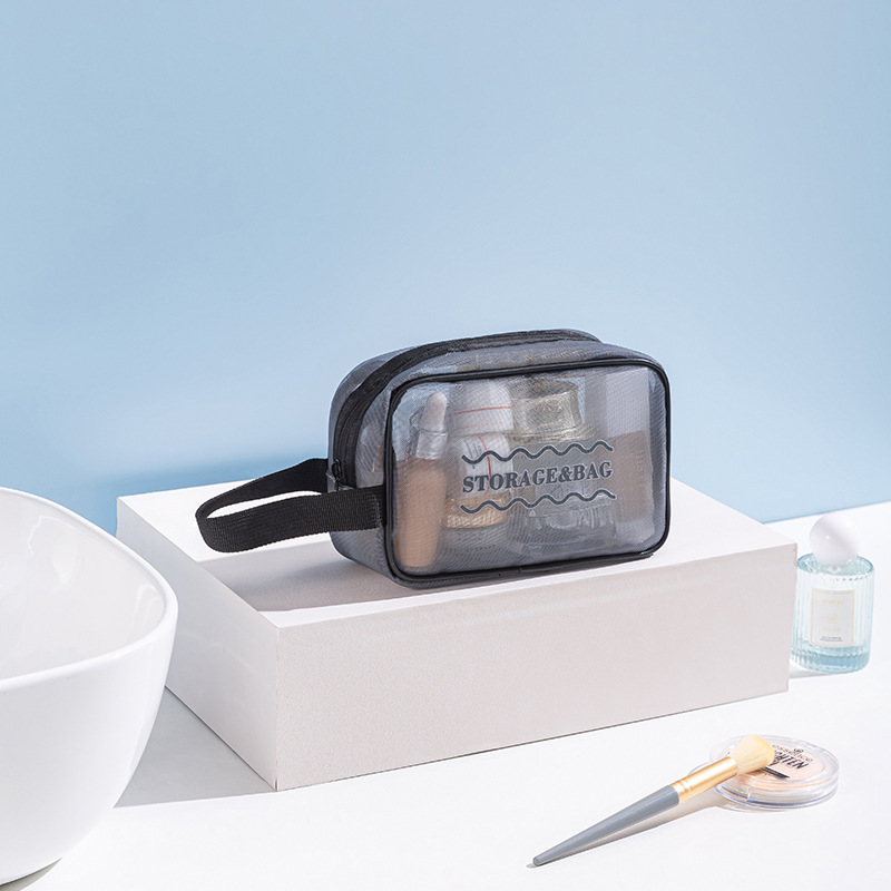 ポータブルメッシュ3点セット化粧品バッグ、トイレタリーバッグ、ポータブル旅行用新しい大容量化粧品収納バッグ|undefined