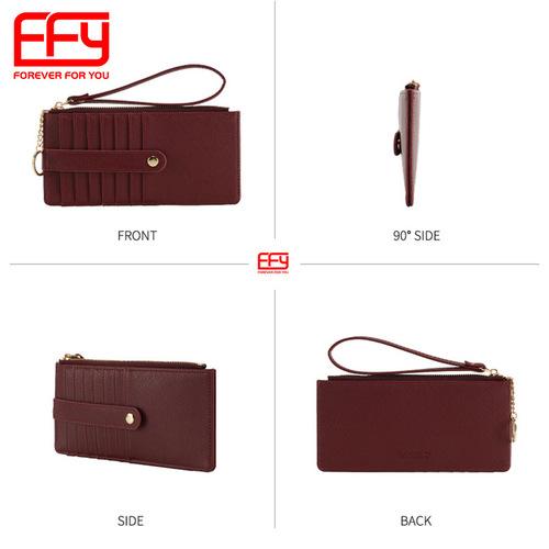 Summer cross-border new women's card holder with large capacity card slot long side-pull buckle coin purse solid color retro wallet