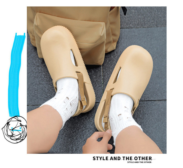Dép lê nam bít mũi đúc nguyên khối đế mềm chống trượt, thoáng khí đi biển mùa hè — Màu kaki, Màu nâu, Xanh lá cây, màu xám chi tiết 16