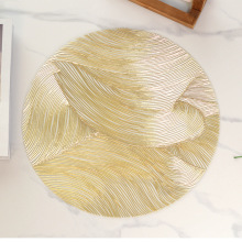 新款条纹圆形PVC防滑防油餐垫 家用纯色烫金西餐垫桌垫批发