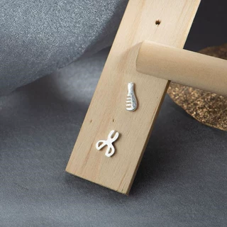 S925纯银针耳钉女学生韩版简约个性剪刀梳子银耳钉甜美可爱耳环潮