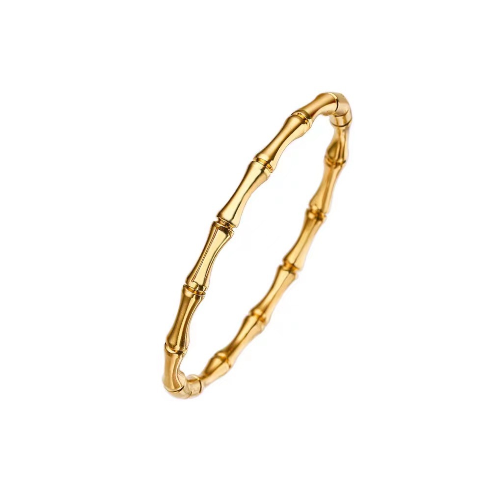 L'antica tradizione del braccialetto di bambù alto Bracciale semplice alla moda in acciaio al titanio Bracciale solido Non sbiadisce Bracciale Gioielli da donna_voghion.com