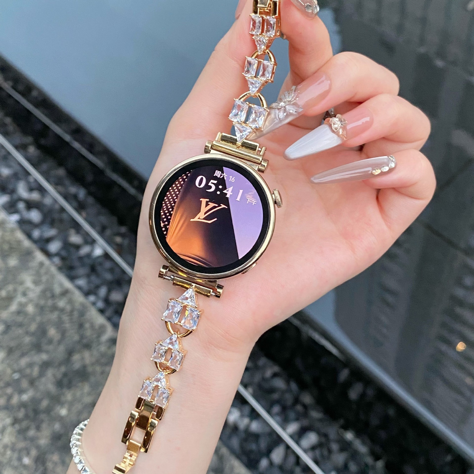 Square Diamond Chain Metal Fit3 for GT5/4/3 Huawei 8/9 Watch Strap Xiaomi 8/9PRO Female