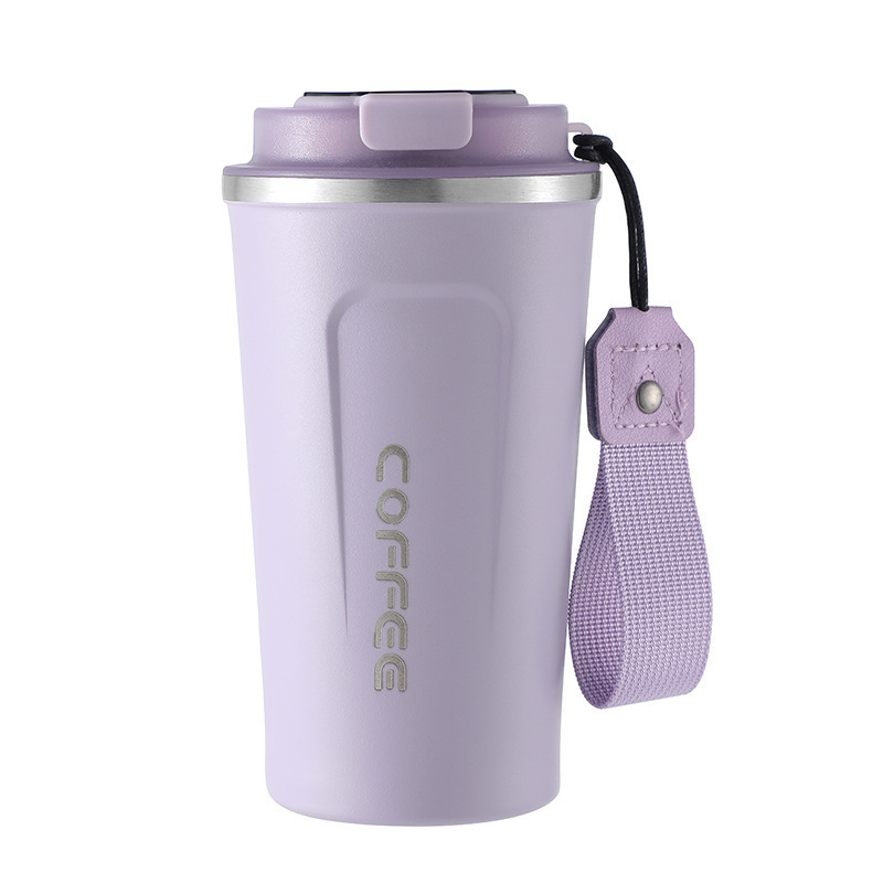 Taza de café inteligente de temperatura 304 taza de acero inoxidable portátil de cuerda de transporte de automóviles de oficina para hombres y mujeres con logotipo de impresión