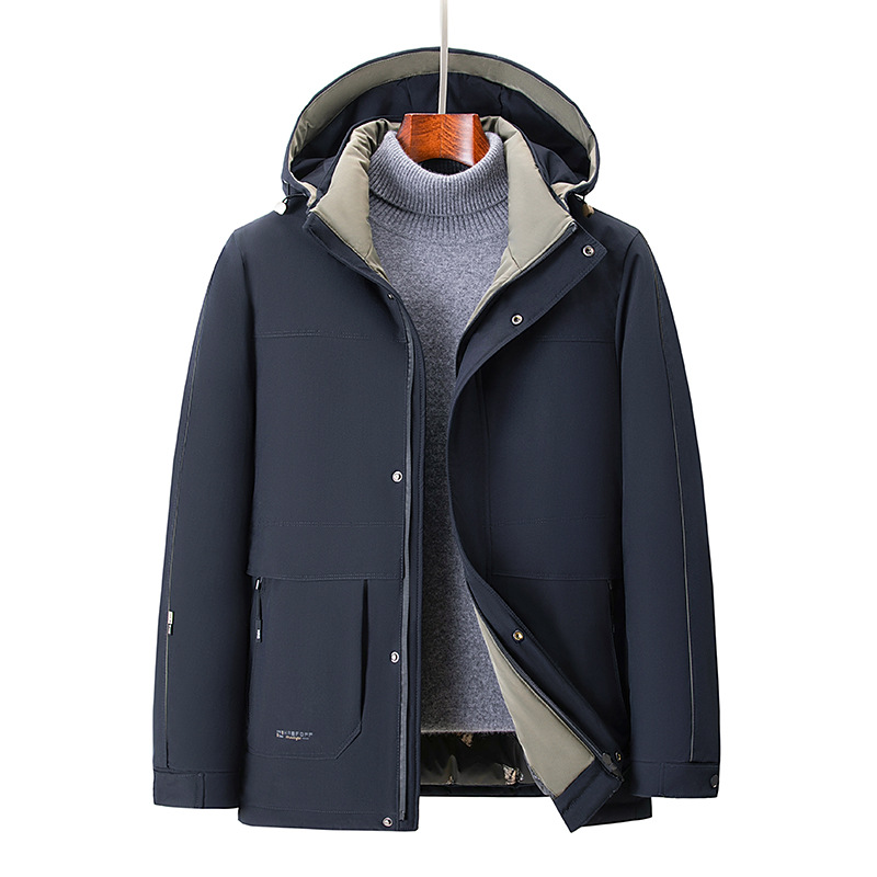 Veste d'extérieur rembourrée en coton pour homme avec capuche pour rester au chaud en automne et en hiver, veste décontractée épaisse et imperméable et coupe-vent pour homme_voghion.com