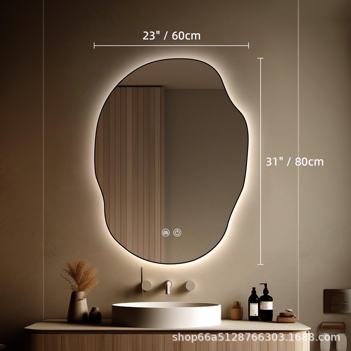 Espejo de maquillaje LED inteligente de patata tipo pared de lujo ligero espejo de tocador espejo de baño dormitorio de alta gama con espejo de lámpara