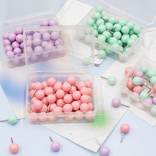 New 50 Macarons three-color ball nail felt board card photo wall fixed nail DIY decorative nail supply