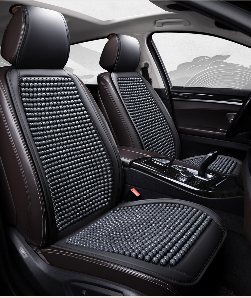Car Seat Cushion Summer Cooling Pad Wooden Beads Ventilation Seat Cushion Cool Ice Silk Breathable All-Season Universal Car Seat