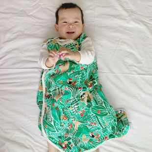 Summer Four-Layer Bamboo Cotton Vest-Style Baby Sleeping Bag, Infant Gauze Pajamas, Tummy Protection, Breathable and Skin-Friendly