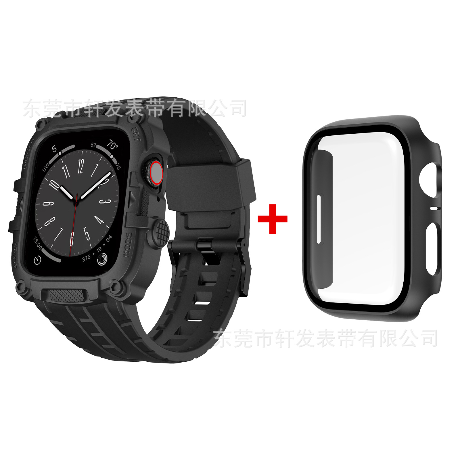 Aplicable Apple Watch Apple iwatch12345678SE generación TPU cáscara protectora + película templada Correa integrada