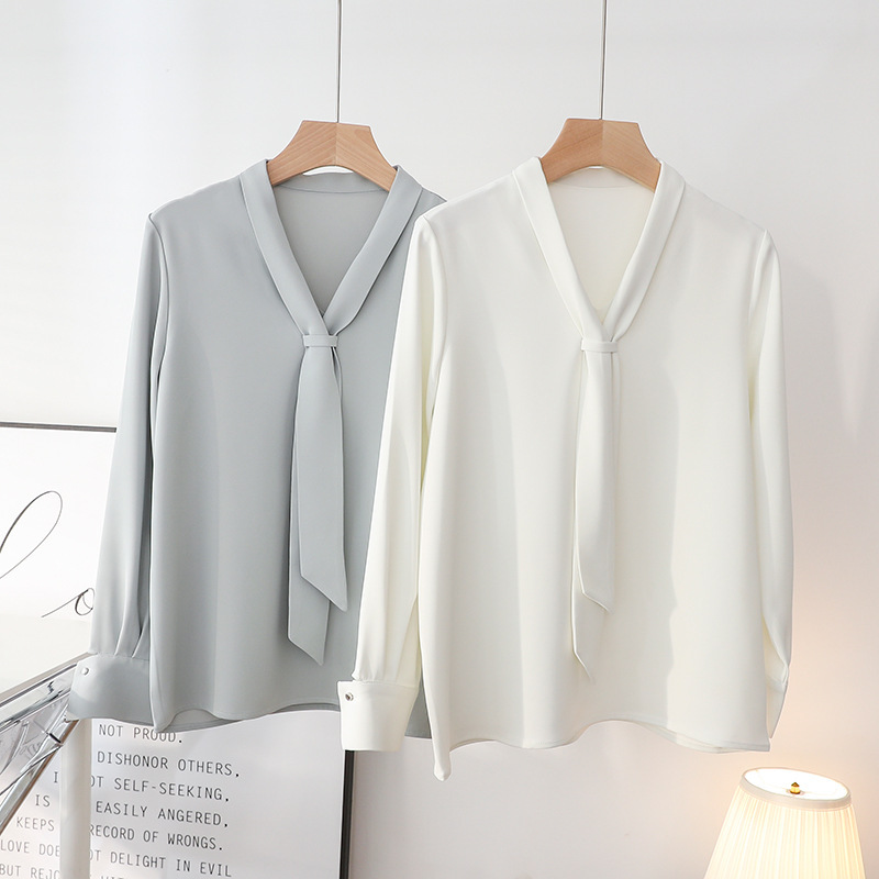 Design-Focused Niche Long-Sleeve Shirt for Women, 2026 Spring/Summer New Style, Flutter Collar, Elegant Top, Commuter White Shirt