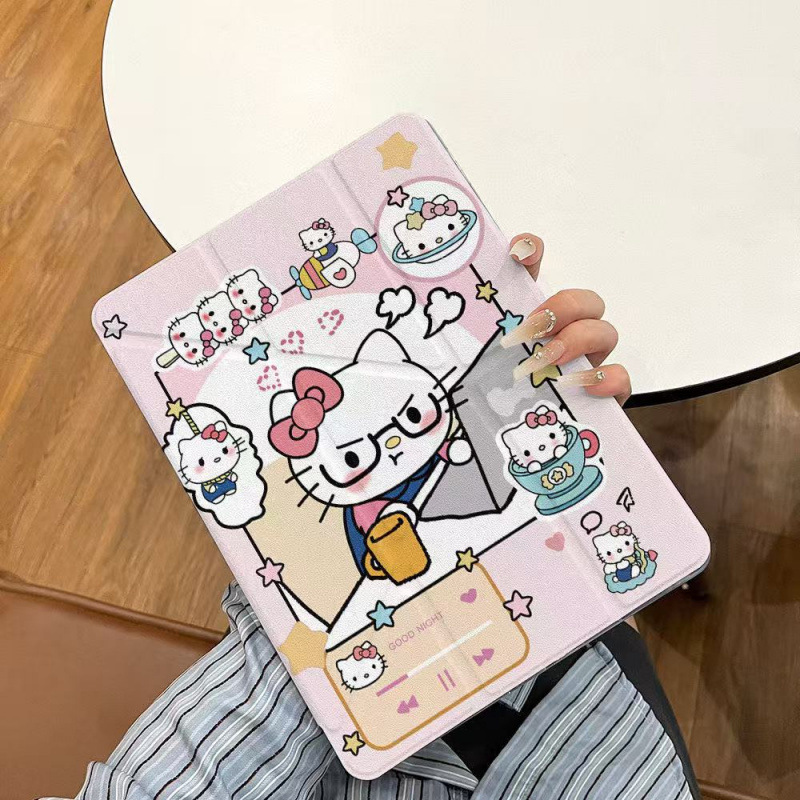 Cute Work Kt Suitable for Ipadmini Tablet Protective Cover Air7Y Foldable Pro with Pen Slot 10Th Generation Cute 12.9