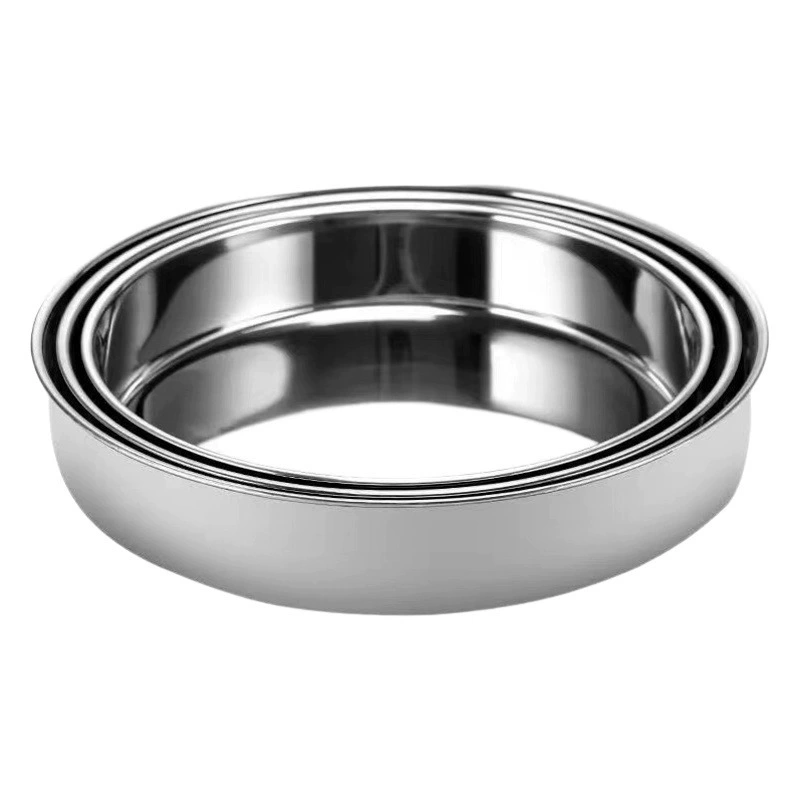 Трансграничный утолщенный противень из нержавеющей стали с прямым краем, плоским дном, для лапши и риса, с антипригарным покрытием, для домашнего использования.